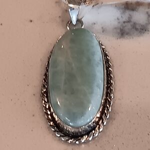 NEW AMAZONITE 18" STERLING Silver Pendant Necklace